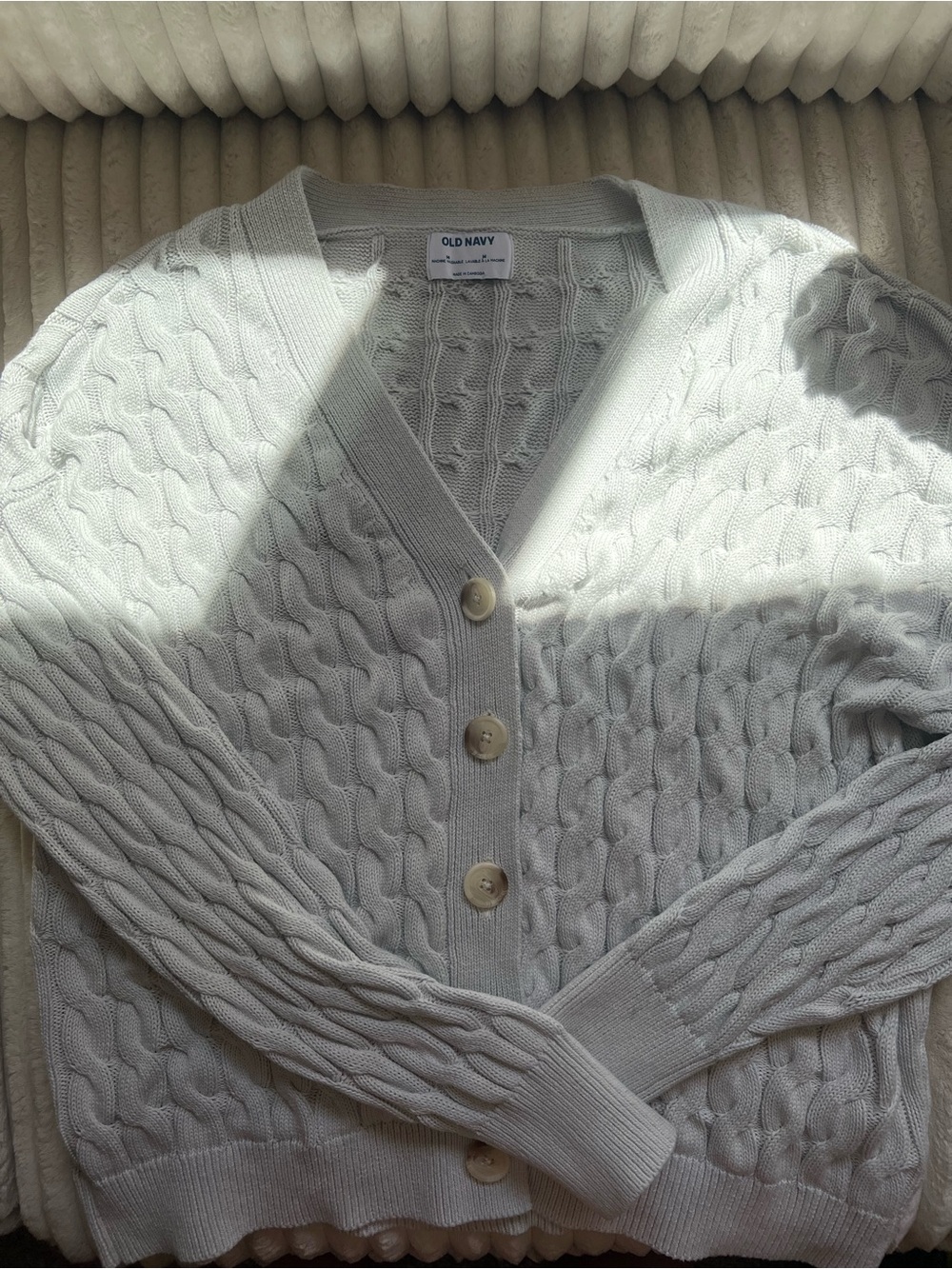 Old Navy Cream Cable-Knit V-Neck Button Cardigan